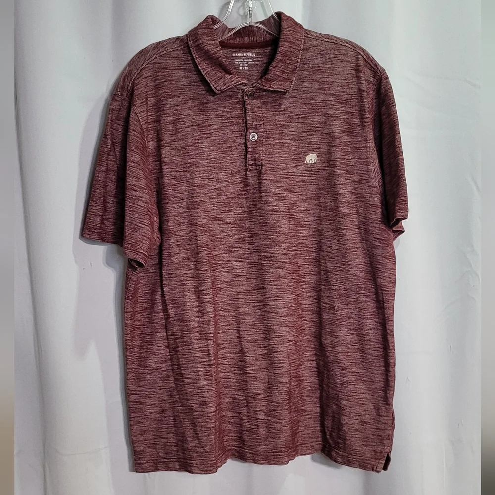 Banana Republic Men's Red Double Button Short Sleeve Polo Shirt Size XL EUC